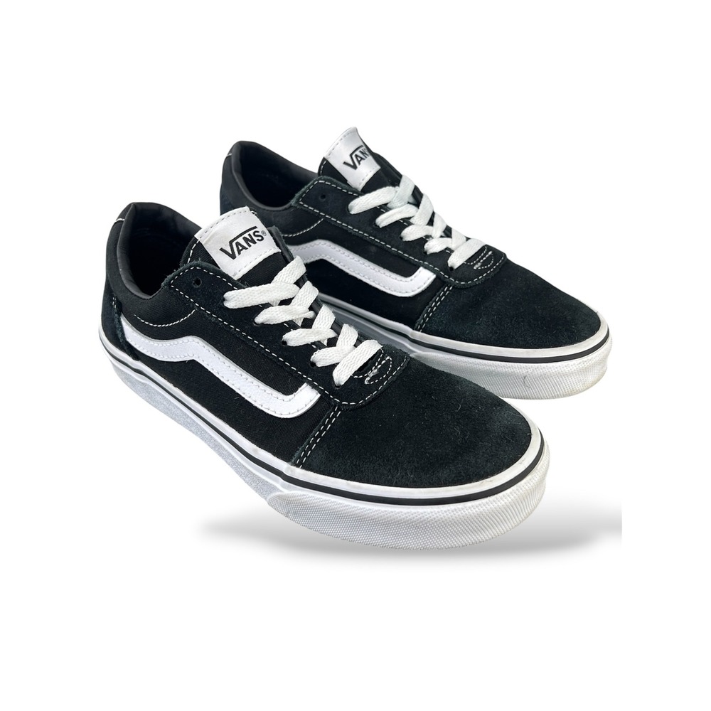 Vans Ward Low Top Sneakers Black White Suede Canvas Youth 4.0 500714